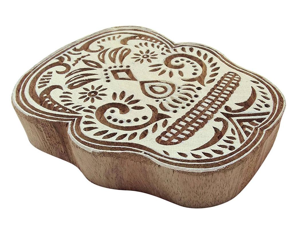 Skeleton Stamp Wood Textile Stamps Handcarved Stamp Brown Wooden Printing