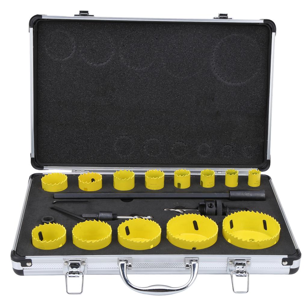 Kit de Cortador de Broca de Sierra de Agujero Abridor de Metal Herramienta para Carpintería HSS con Llave Tornillo Taladro