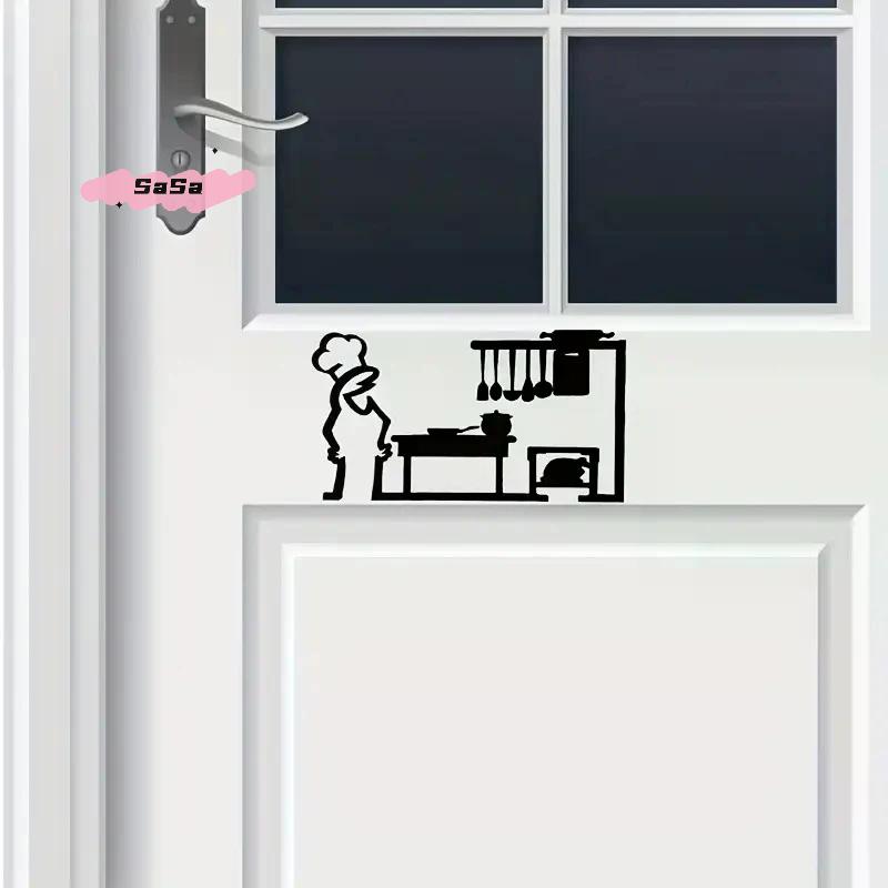 La Linea Minimalist Line Art Door Stickers Cartoon Character Design for Bedroom Kitchen Bathroom Home Decorative Vinyl Decals