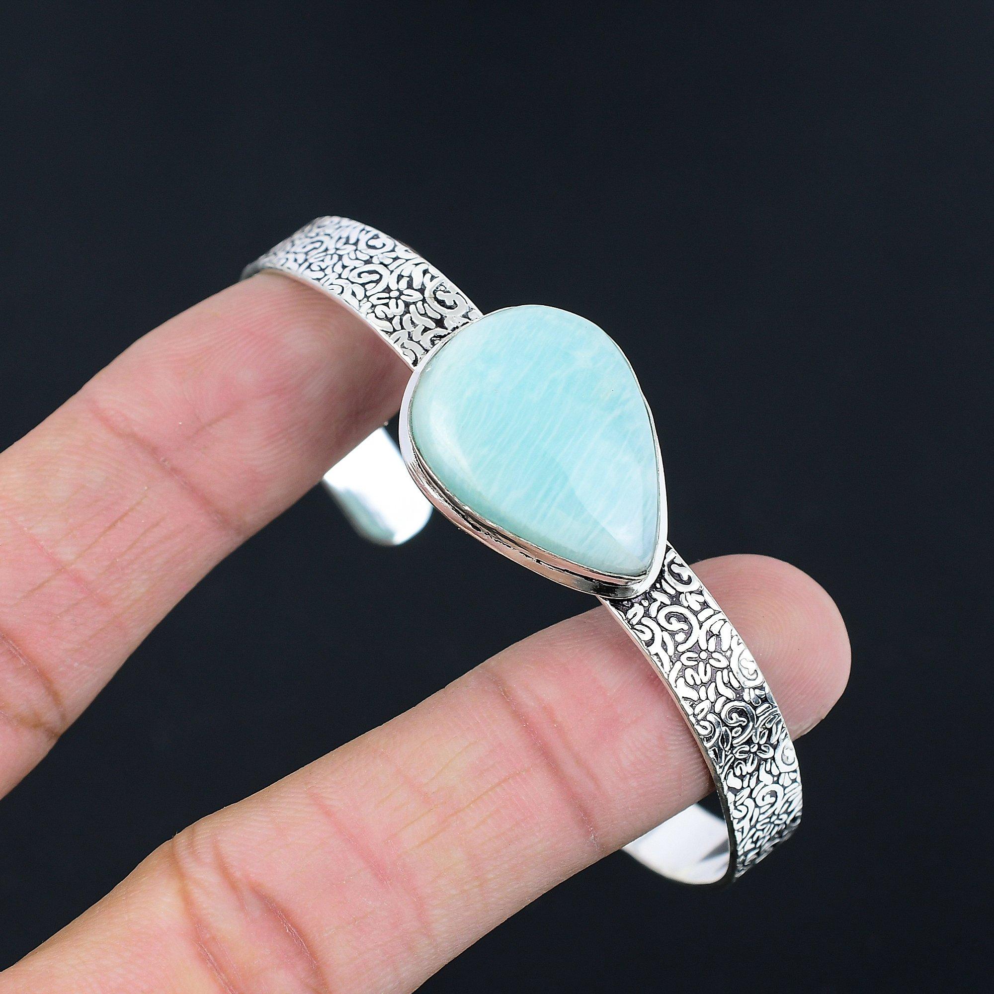 

Распродажа ко Дню дружбы Груша Натуральный Амазонит Стерлинговое серебро Жена Браслет ручной работы Adjustable