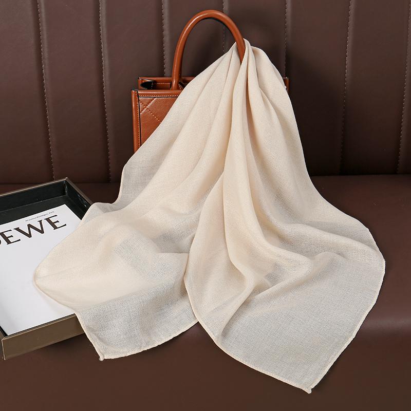 90*90Cm Thin Soft Square Scarves For Women Simplicity Solid Color Cotton Linen Headscarf Muslim Female'S Hijabs Bag Accessories