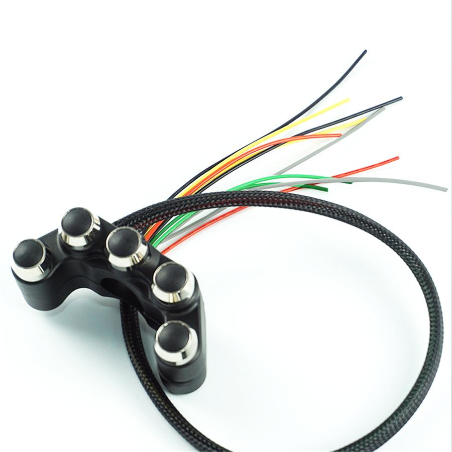 Motorcycle 7/8"Handlebar Headlamp Hazard Brake Self Latch+Reset Buttons Switch