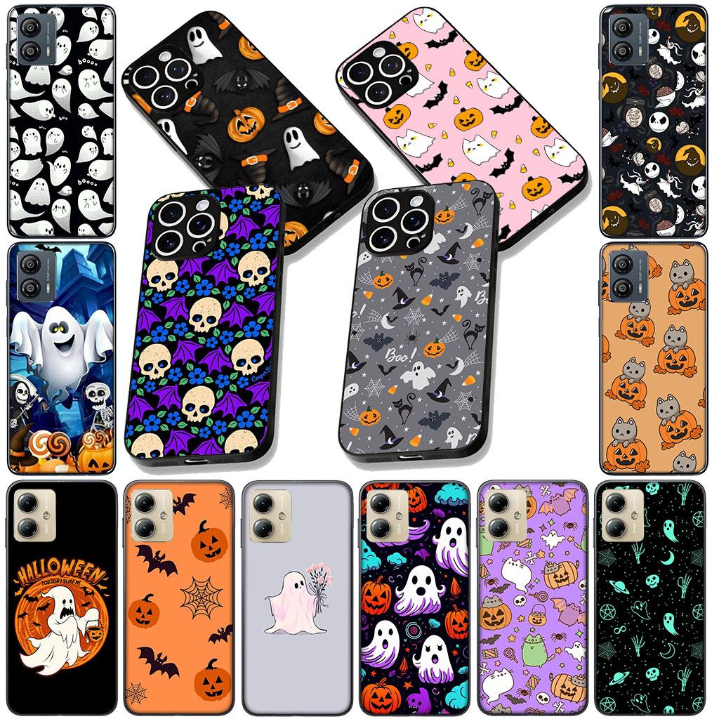 Little Ghost with Halloween Pumpkin Cover for Motorola Moto Edge 50 30 Fusion 40 NEO Ultra Pro E14 G20 E15 G35 G84 G13 G53 Case