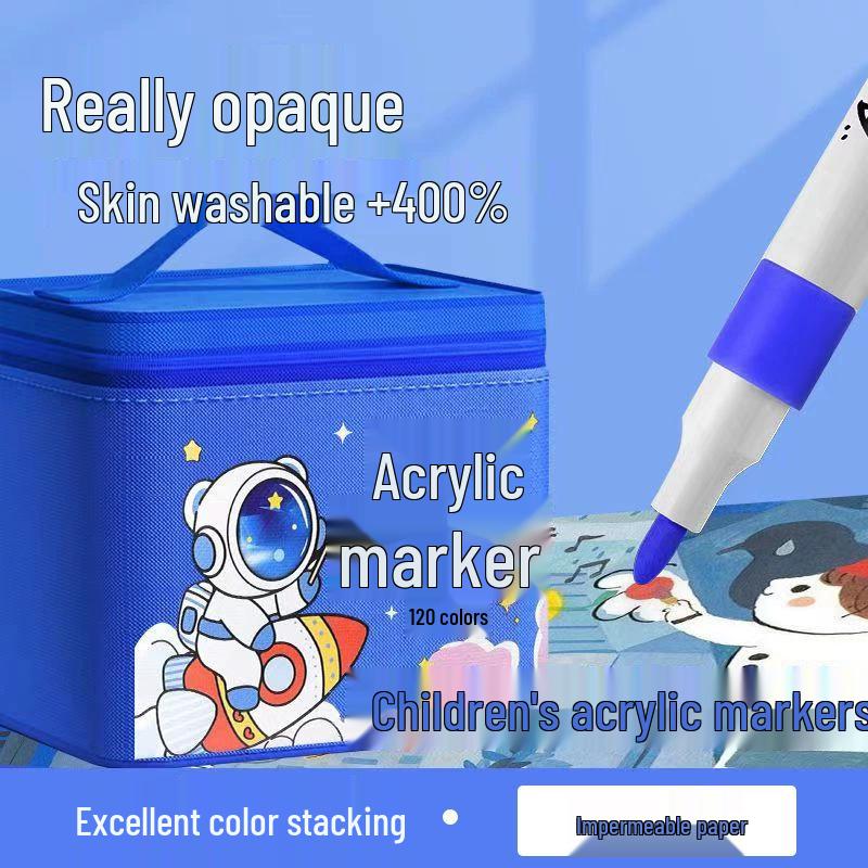Acrylic Marker - Washable, Non-Bleed, Quick-Drying, Layerable, Waterproof Pen for Art & School.
