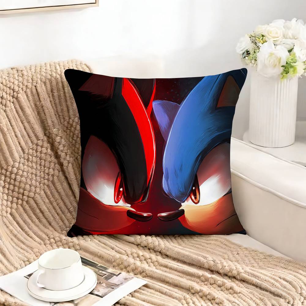 Cool SSonics HHedgehog Pillow Case Square DoubleSided Sofa Cushion Cover Bedroom Bedside Pillow