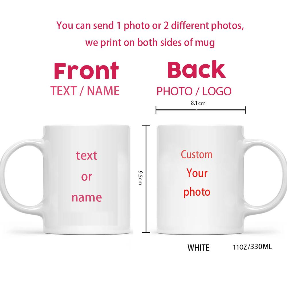 Personalised Your Photo Mug, Custom NAME IMAGE TEXT Cup,Customize Coffee Mugs, Tea Cups, Mothers Day, Wedding Gift 9 COLOURS