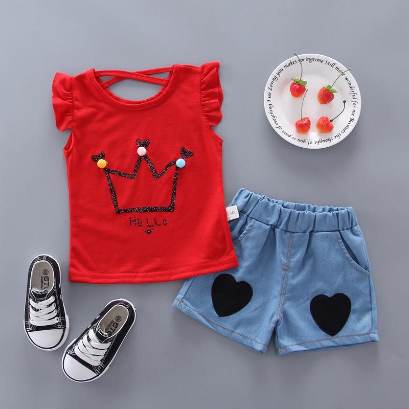 Summer Short Sleeve Set for Girls 1-4 Years - Baby Girl Fashion T-shirt Two-Piece