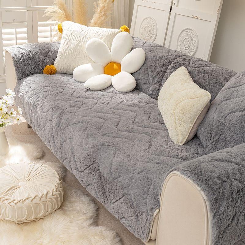 Winter-Ledersofakissen, verdickter Plüsch, rutschfester Bezug, für alle Jahreszeiten, universeller Winter, leichtes Luxus- und Schlichtheitskissen