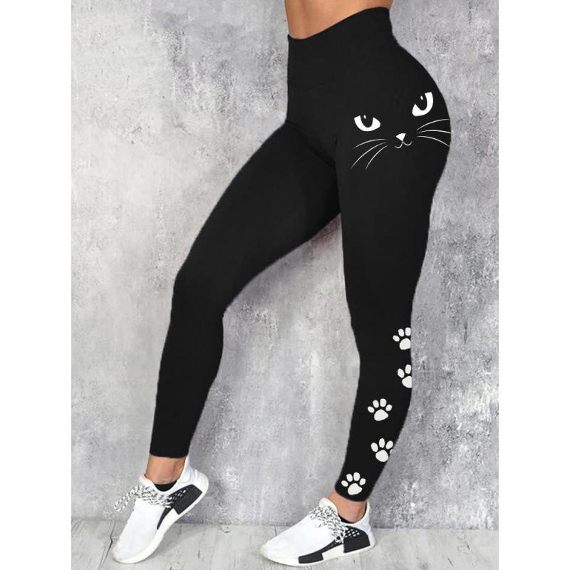 High-Waisted Black 3D Print Yoga Pants: Slimming & Tight Fit for Fitness