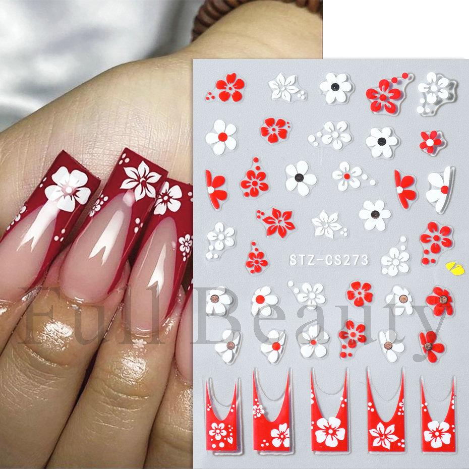 Nail Art Sticker Autumn And Winter Lace Sweater Flower Small Flower Branch Small Fresh Adhesive Nail Sticker