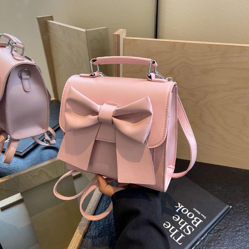 Premium texture new trendy fashion bow messenger bag backpack versatile portable women's bag