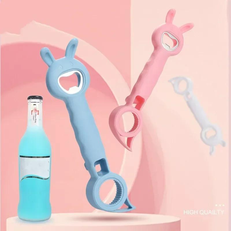 4 In 1 Beer Bottle Opener Multi-purpose Beverage Jar Can Bottle Cap Opener Plastic Corkscrew Dining Bar Gadgets Kitchen Tool New