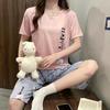 Pajamas Women's Summer, New Spring and Summer Short-sleeved Cute Loose Cropped Pants Loungewear Two-piece Set Summer