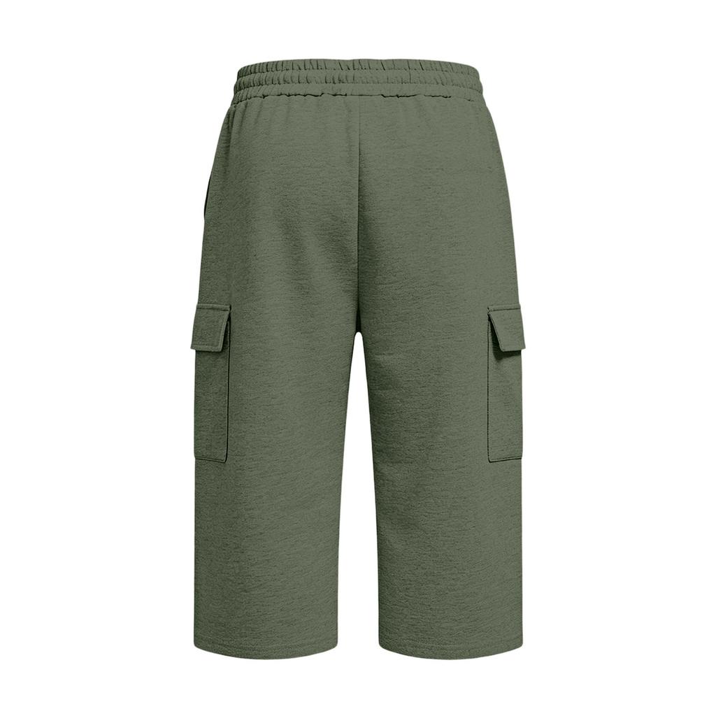 Men Loose Fit Knee Length Cargo Shorts with Elastic Waistband Drawstring and Large Side Pockets for Daily Wear