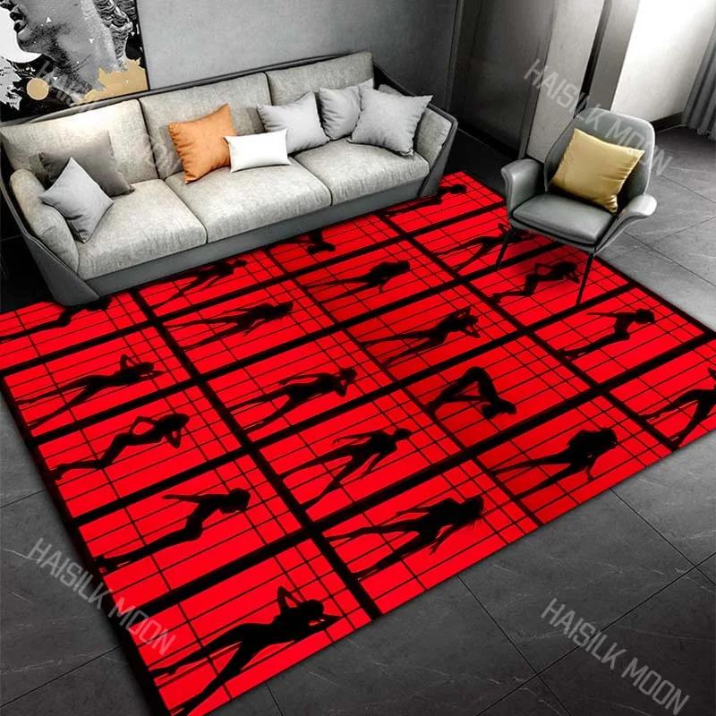 Pole Dance Art Print Cartoon Carpet Rug for Living Room Bedroom Sofa Home Decor Area Rug Non-slip Mat for Gifts