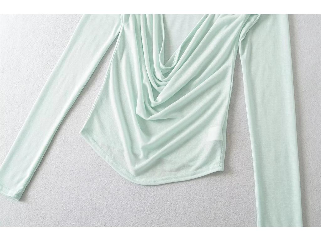 Halter Neck Chest-Pad Vest Top with Long-Sleeve Flowing Collar Cover-Up - Women's Two-Piece Hot Girl Set