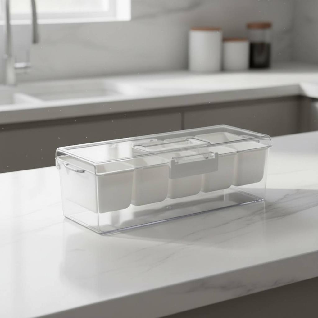 Portable Salad Container Crisp Keeping Chilled Fruit Container Compartment Tray Clear Plastic Picnic Ware Easy to Clean
