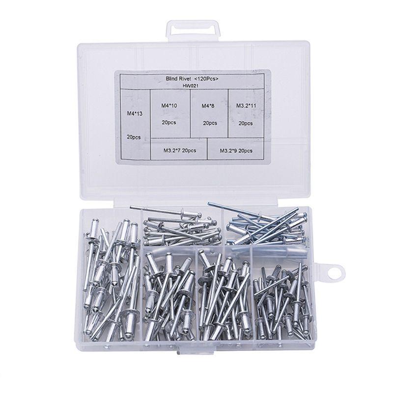 Buy 120Pcs/set Aluminium Blind Rivets Nail Decoration Pop Rivets For Furniture Assortment Kit at