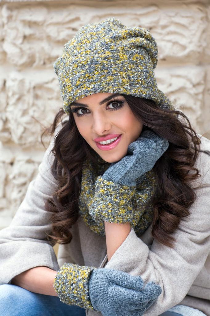 Lidia Women' Set Hat with Snood, Mustard Color