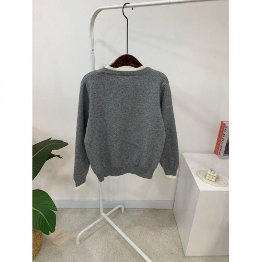 C S In The Room Sao Stripe Layered V neCk Button Long SleeVe Knit 2Color C