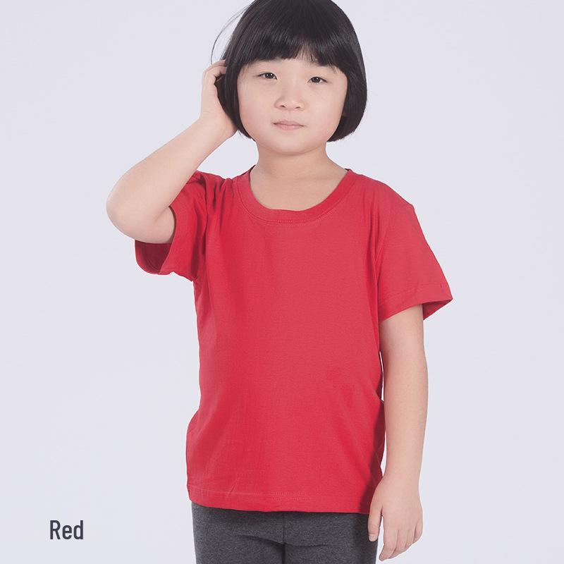 Custom Logo Kids' Cotton Short Sleeve Round Neck T-shirt for Kindergarten Activities