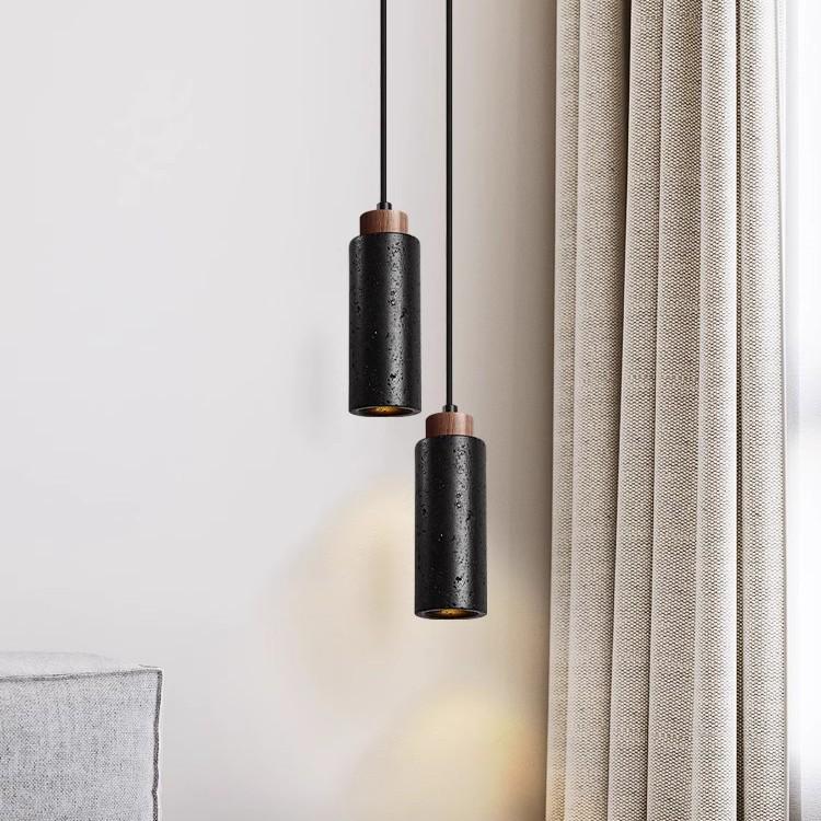 Wabi-Sabi Yellow & Black Travertine Pendant Light for Bedside, Restaurant, or Bar Counter