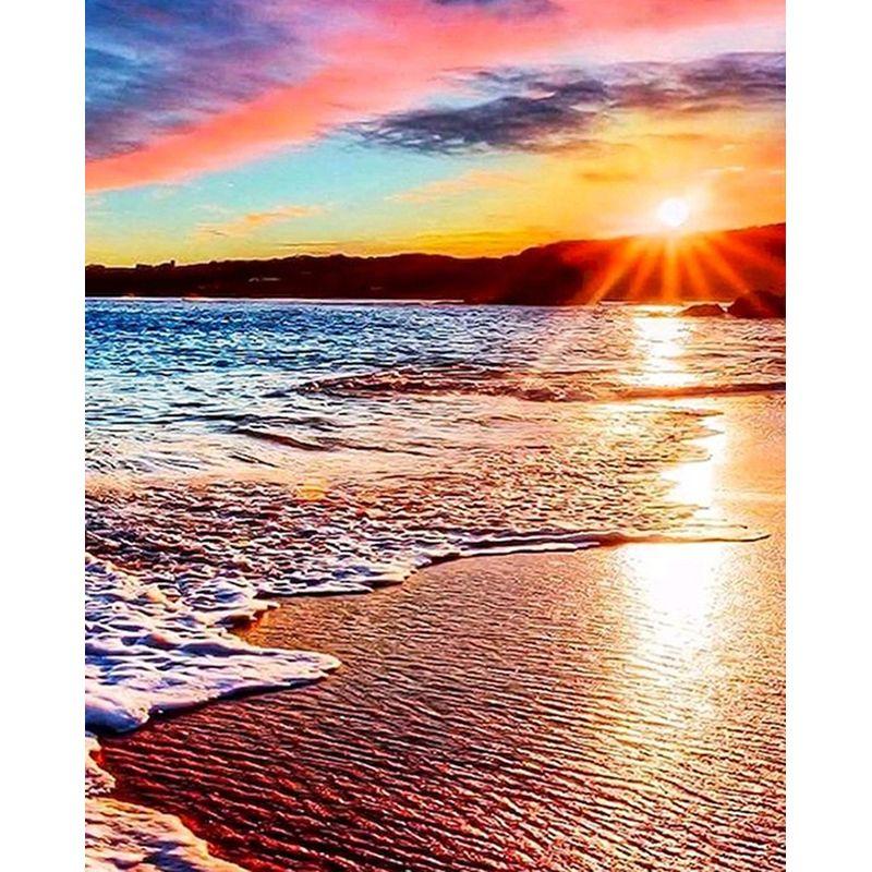 5D Diamond Painting Landscape Sunset Sea Cross Stitch Full Round Diamond Mosaic Home Decoration DIY Handmade