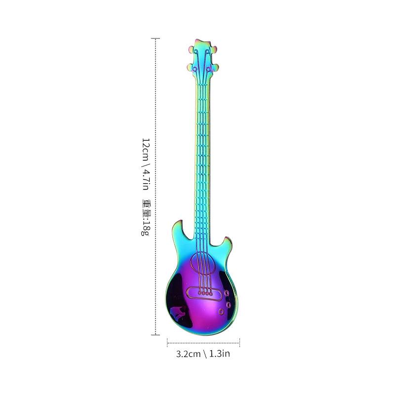 Stainless Guitar Shaped, Colorful Coffee and Dessert Stirring