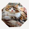 Floral Pillow with Cute Kitten Design-Soft and Comfortable Home DecorUmbrella with Cute Design,Portable 3-Fold Compact Umbrella for Men&Wome
