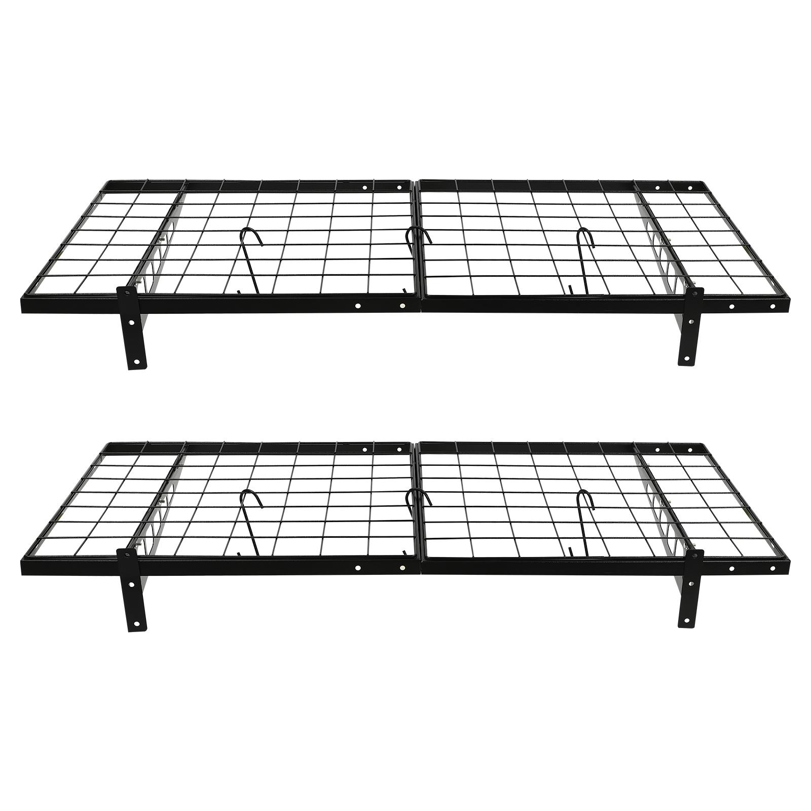 

2-ярусные стеллажи для хранения в гараже 48x24 дюйма, 6 передвижных крючков и вентилируемая сетчатая конструкция, легкий настенный монтаж для инструментов, спортивного инвентаря чёрный