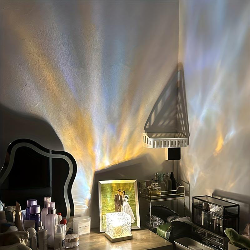 1 stk roterende vannrippel nattlys, USB nattlampe, RGB 16 fargespinn Creative flamme-atmosfærelampe ved sengen