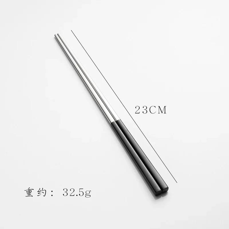 304 Stainless Steel Square Chopsticks Titanium Gold Rose Sushi Colorful Chinese Japanese