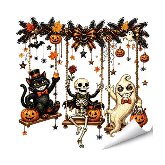 Indoor Outdoor Decorative Clings Halloween Window Clings, PVC Waterproof Static Decals, Removable Festive Wall Stickers