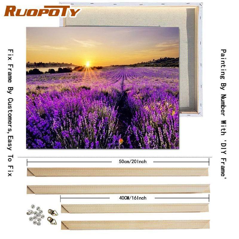 RUOPOTY Painting By Number Lavender Landscape Handpainted Unique Gift Picture Coloring By Numbers Balloon Children's Room Decor
