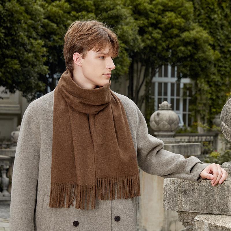 Men's Solid Color Scarf Autumn and Winter New Versatile Wool Scarf Korean Atmosphere Cashmere Scarf Women's Winter Warmth