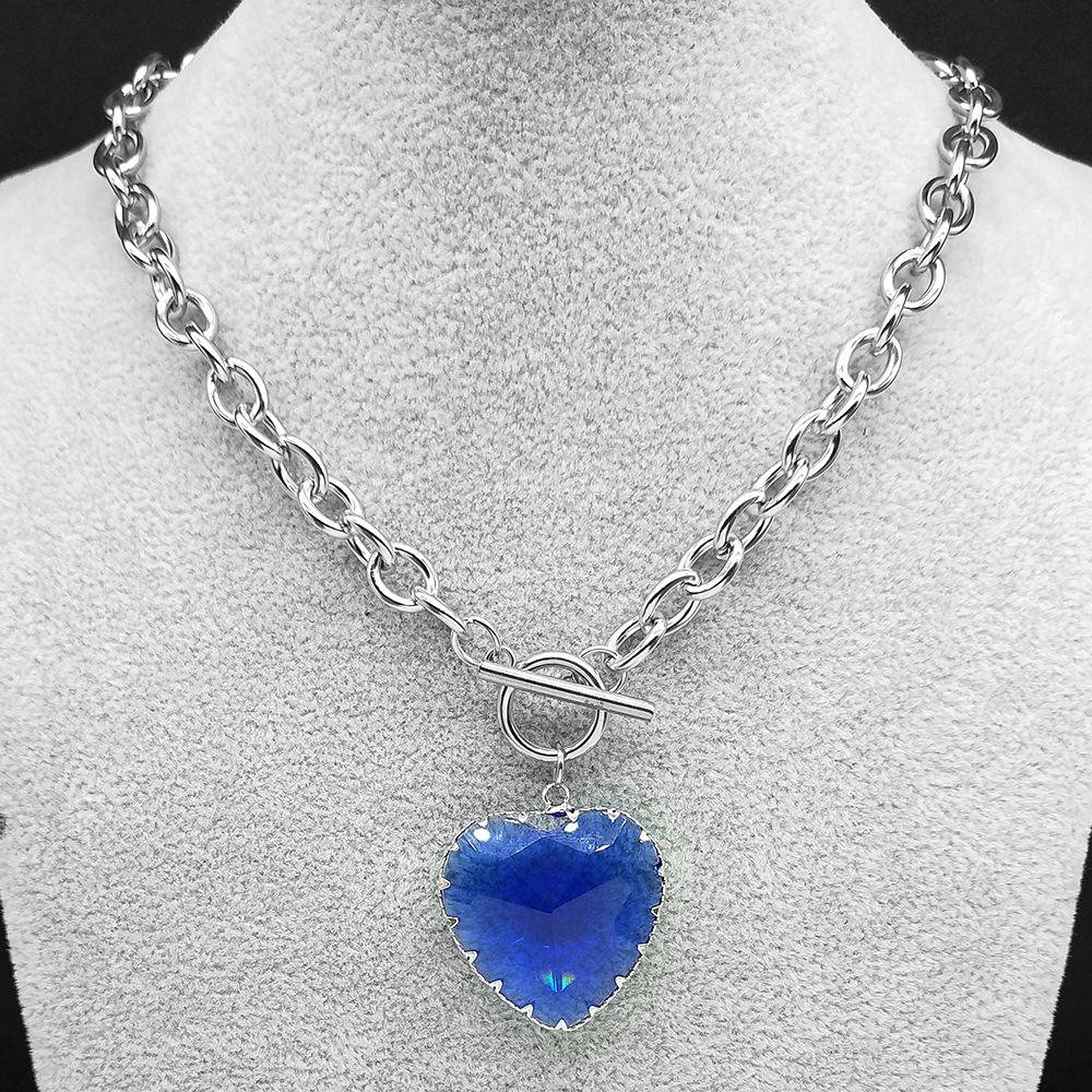 18K Gold-Plated Peach Heart Crystal Necklace for Women