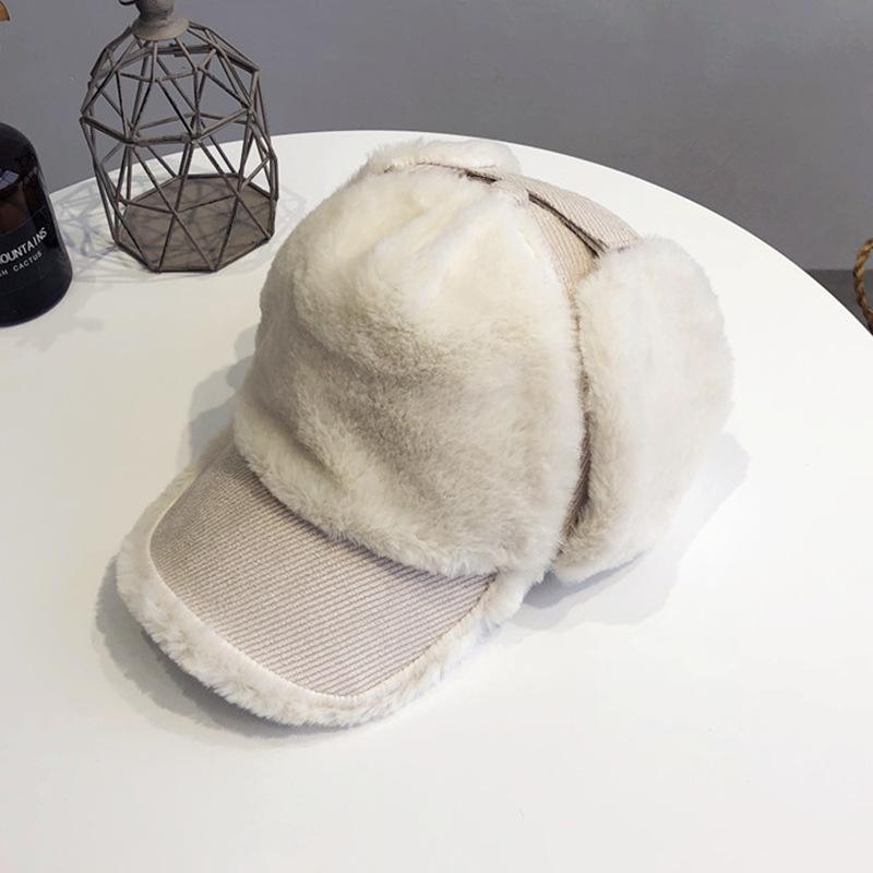 

Outdoor hat children autumn and winter cap versatile student street sweet cute plush warm thickened Lei Feng hat M（56-58cm） бежевий