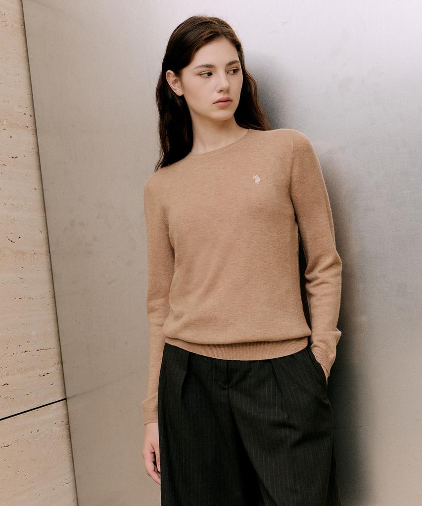 USPOLOASSN Merino Wool Round Knit_Beige