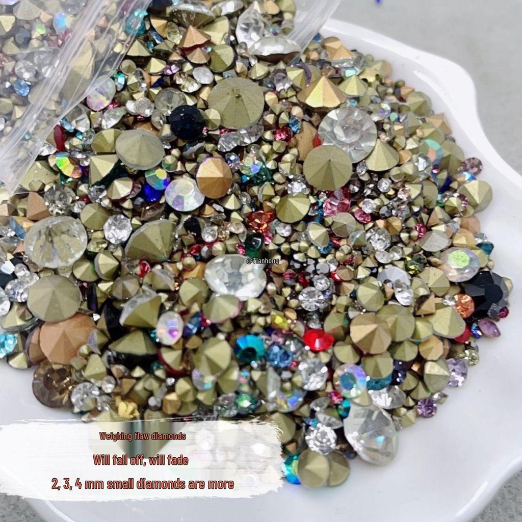 Handmade Pointed Bottom Glass Drill for Nail Art & Phone Case Decoration - Rhinestone Accessories & Flawed Embellishments