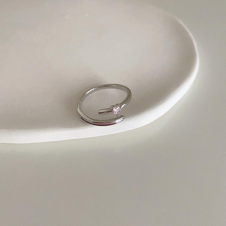 Highquality S925 Pure Silver Pink Zircon Ring For Women With Modern Geometric Style Perfect For Layering With Rings Other