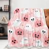 1 Highquality Flannel Halloween Pumpkin Print Blanket, Modern Style Blanket, Outdoor Travel Camping Blanket, Soft and Comfortable Travel Sofa Bed Blan