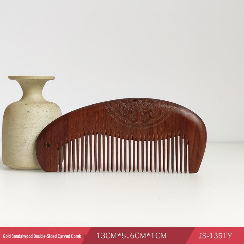 Goldenes Sandelholz Antistatischer Kopfhautmassagekamm für glattes Haar - Unisex