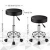 FNZIR Adjustable Rolling Stool with Round Rolling Stool for Spa Salon Massage Office Stool Chair Casters, (Black)