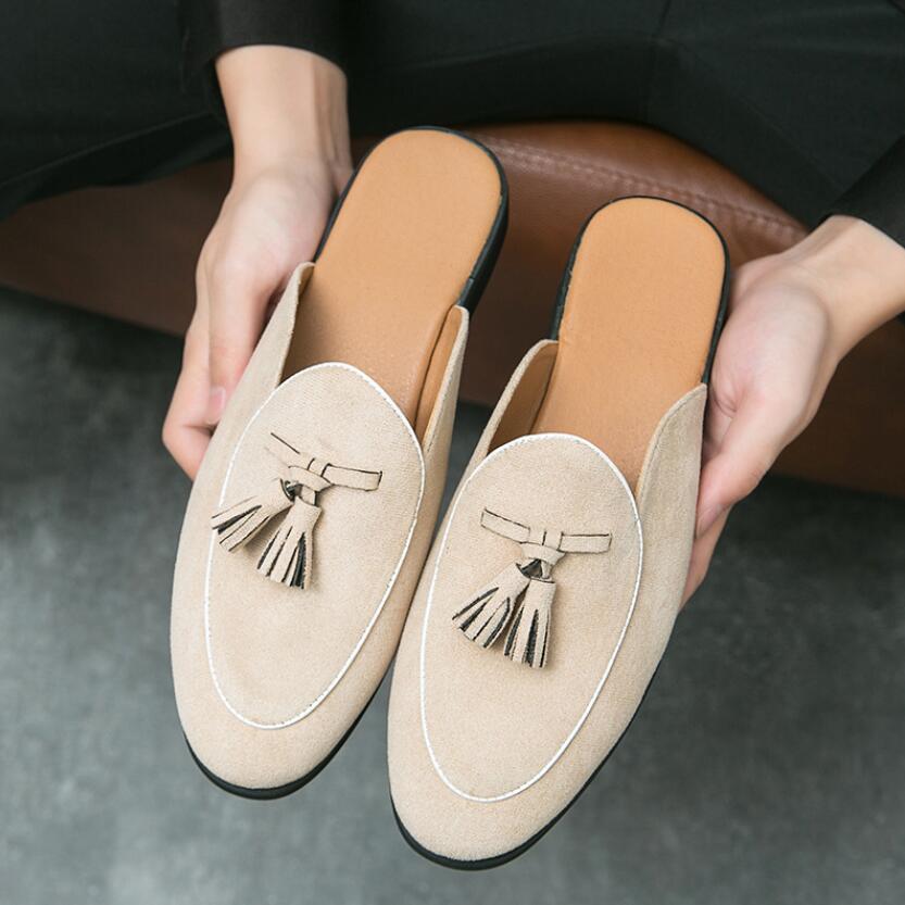 

Новые мужские зеленые черные полушлепанцы обувь для вождения повседневные лакированная кожа замша мюли мокасины дышащие лоферы zapatos hombre 38 бежевый