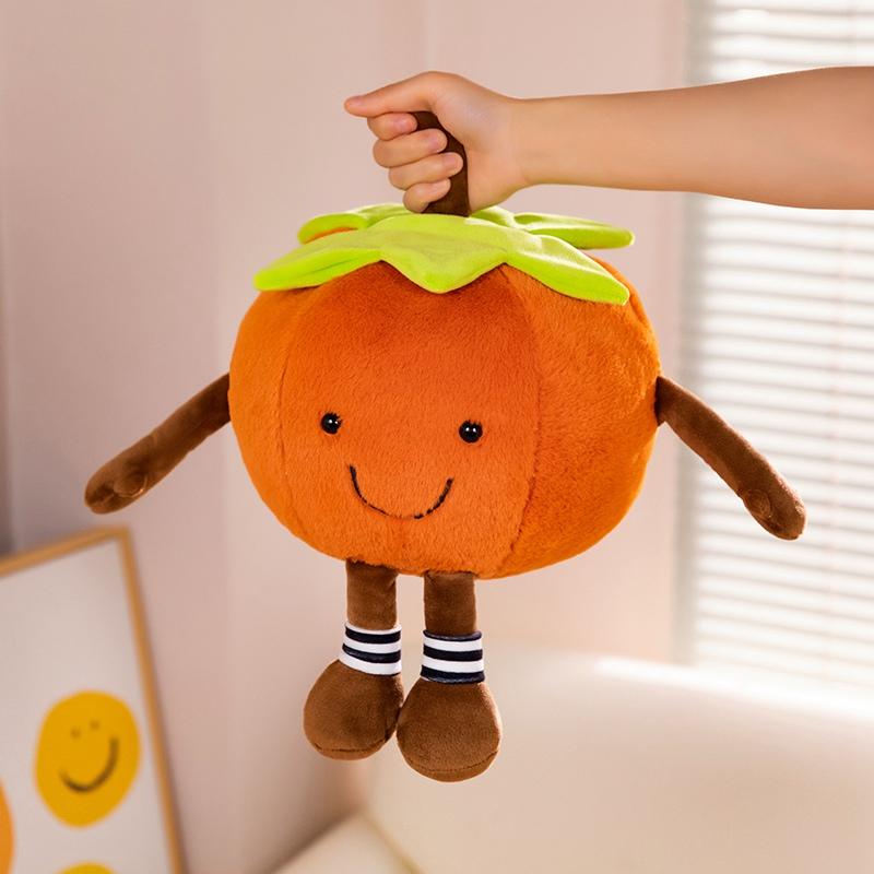 1Pc Cartoon Fruit Persimmon Tomato Plush Stuffed Doll Vegetable with Leg Soft Plush Toy Sofa Decor Kid Birthday Gift