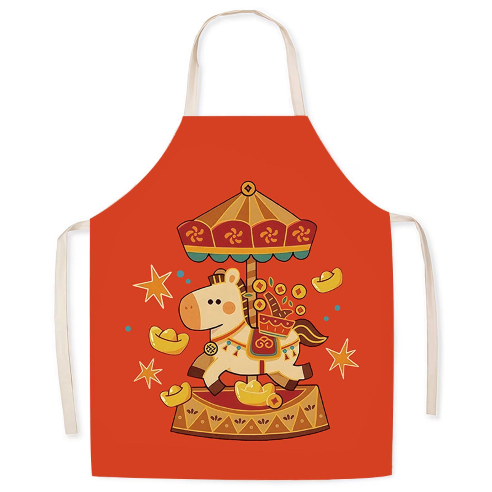 

Year Of Horse Fabric Apron Kitchen Stain Protector One Size