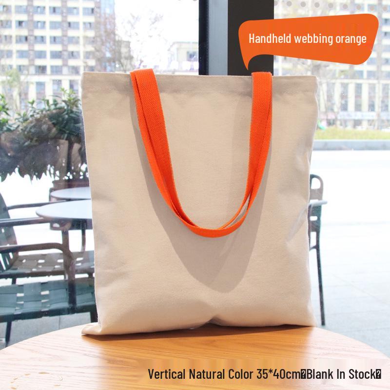 Customizable White Canvas Tote Bag with High-End Feel