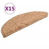 VidaXL Tapis d'escalier 15 pièces 56 x 17 x 3 cm Beige Demi-rond 133894