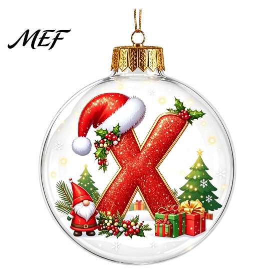 Winter Holiday Party Supplies 26?Letter Acrylic Christmas Ball Ornament, 3D Crystal Style Alphabet Xmas Wall Hanging Ornaments Pendant, Tree