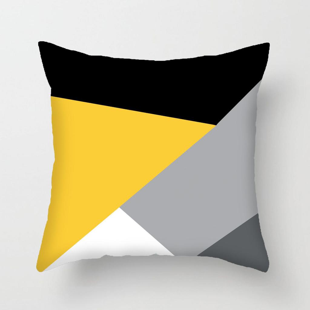 Modern Simple Yellow And Black Color Pillow Cover Geometric Abstract Pillow Cover Short Plush Car Pillow Cover